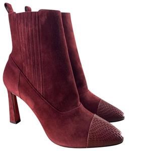 Me in the 90s Snakeskin Tanin Burgundy embossed abstract boots d706